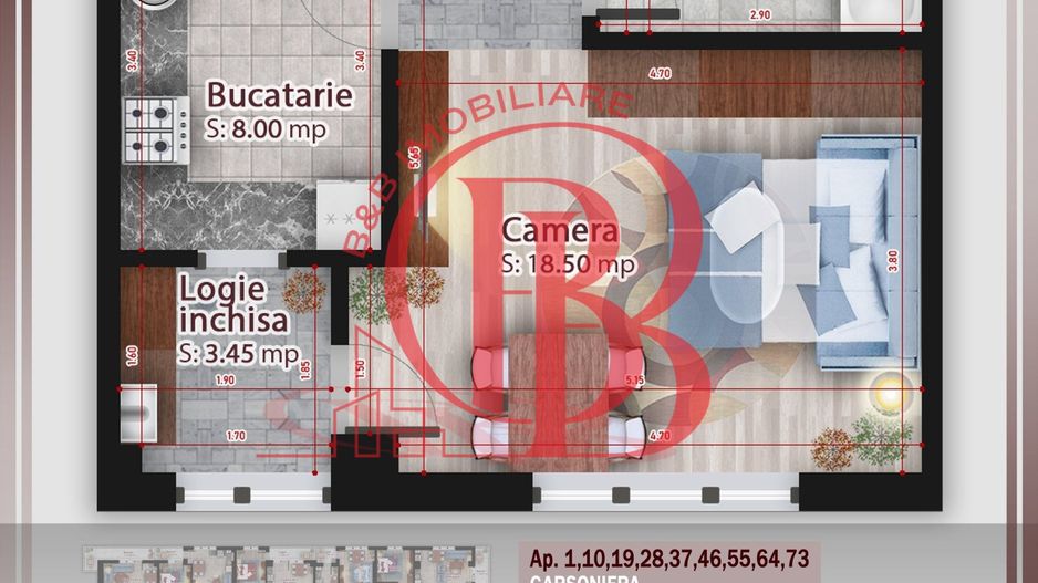 Garsoniera ideala pt  investitie Titan Pallady Metrou Nicolae Teclu - Schiță 3