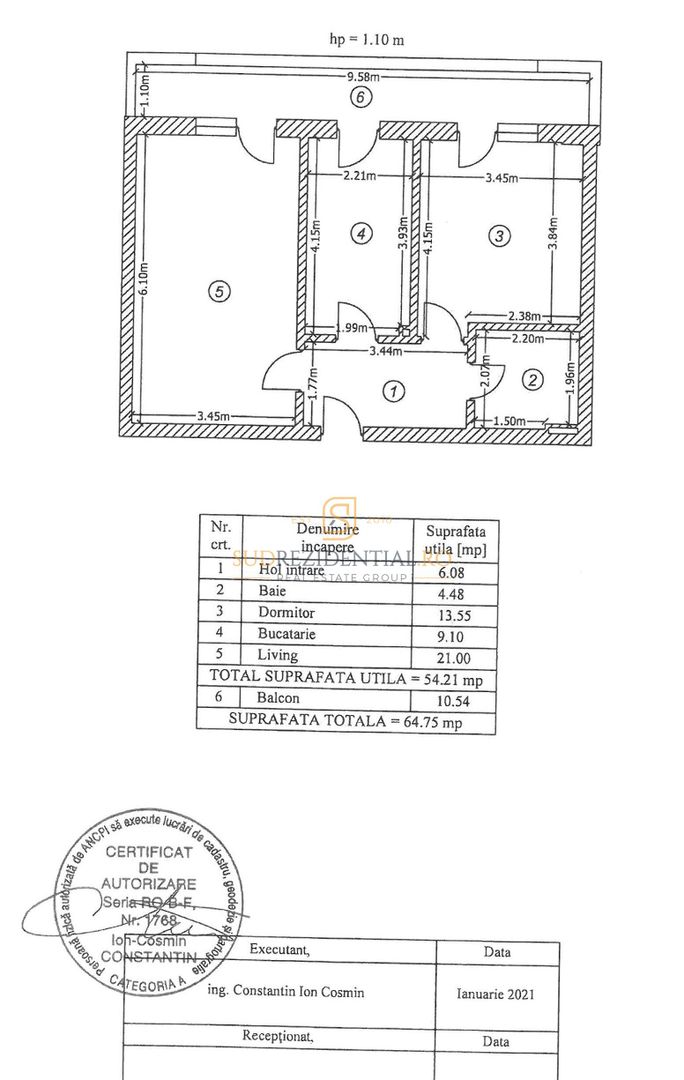 Apartament cu 2 camere + balcon, mobilat si utilat, rond Metro Berceni - Schiță 15