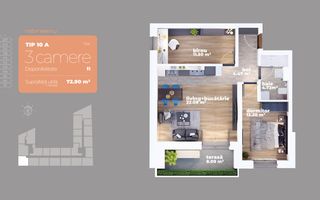 Apartament 3 camere-Auchan Titan-Liviu Rebreanu-Comision 0 - Schiță 2