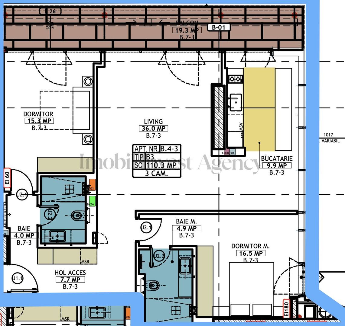 Apartament cu 3 camere de vanzare in Herastrau - Schiță 2
