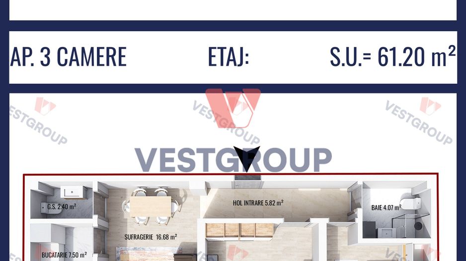 Apartament 3 camere Proiect Weiner 5 Direct Dezvoltator Vest Group - Poză 2