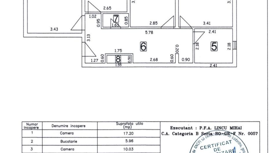 De Vânzare - Apartament 3 Camere, Strada Decebal - Schiță 2