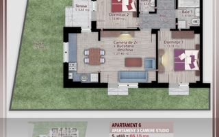 3 camere -gradina proprie Metrou Nicolae Teclu - Schiță 1