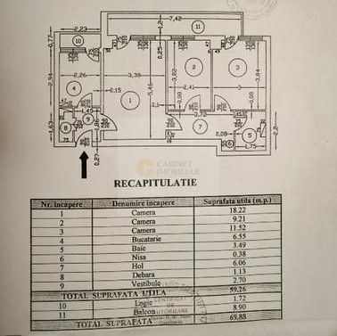 3 Camere - 70MP | Etaj 2/10 | Reabilitat | 1978 | M Gorjului la 5 min - Schiță 10