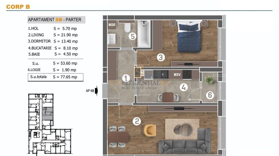 Apartament in bloc nou - 2 camere, decomandat, langa Grand Arena Mall - Schiță 8