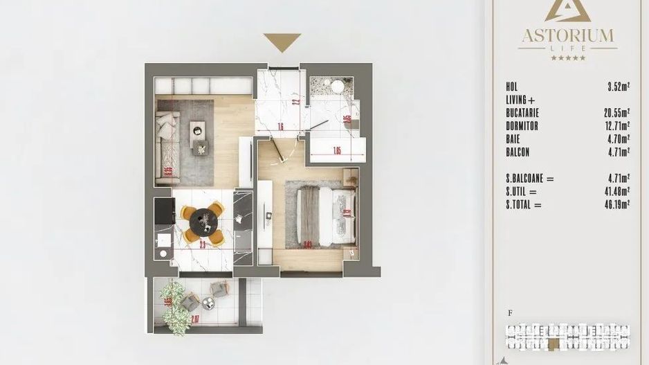 2 CAM TIP STUDIO , BLOC NOU,  PALLADY, ASTORIUM LIFE - Poză 1