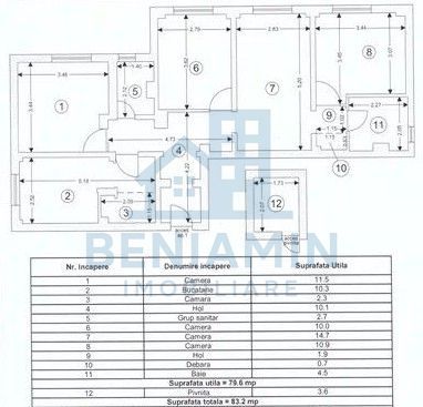 Apartament 4 camere | 80 mp | Harmanului | 2 bai beci 2 parcari - Schiță 8