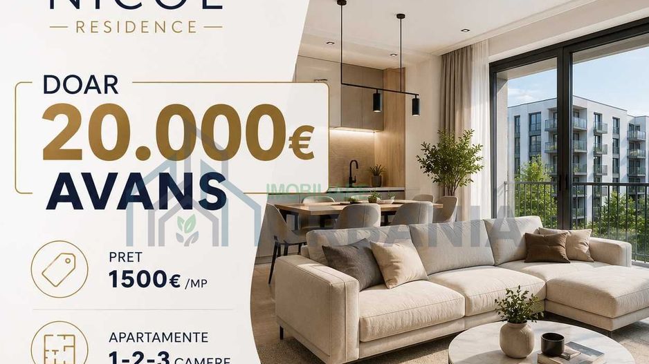 Apartamente 1, 2, 3 camere – Nicol Residence, Valea Adâncă. Avans 20.000 €, rate direct la dezvoltator - Poză 2