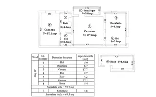 2 Camere | Boxa 8,4 mp | Confort | Lumina | Modern | Comision 0 - Schiță 15