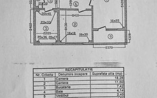 2 camere Tei | Bloc 1985 | Zona curata si linistita - Schiță 10
