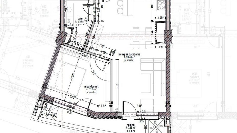 Apartament 2 camere finisat in Ansamblul Wings - Schiță 14