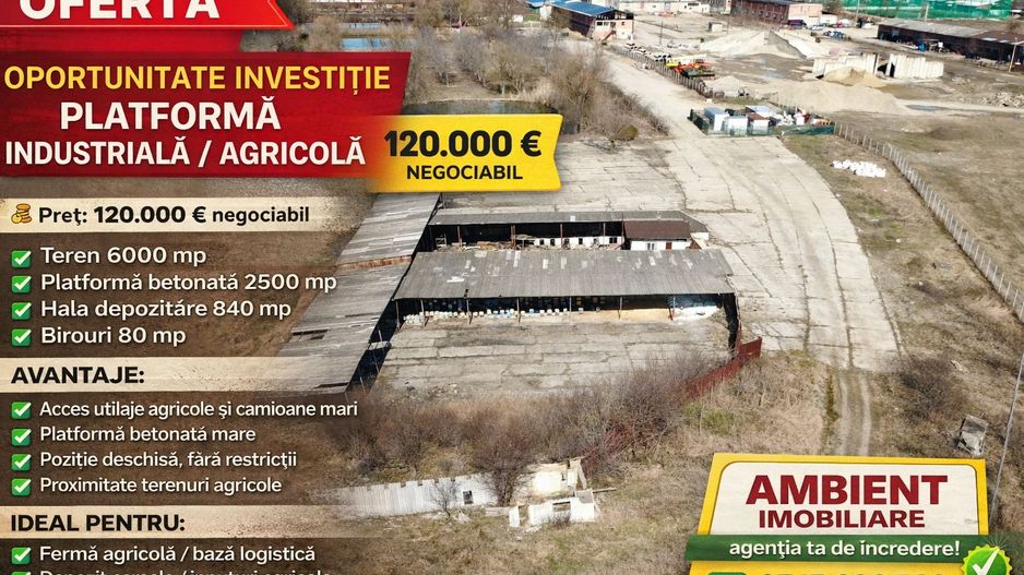 CONSTRUCȚIE EDILITARĂ, teren 6.000 mp, cu platforma betonată 2.500 mp, VASLUI; - Poză 1