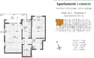 2 camere spațios Pallady, compartimentare excelentă - Schiță 15
