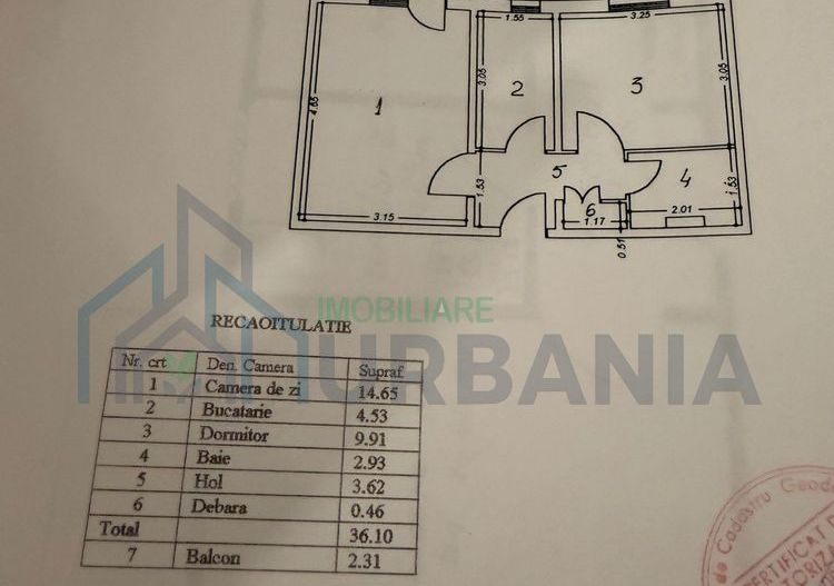 Apartament 2 camere, etaj 10/10, Centru Civic, Iași - 39 mp, decomandat, balcon - Poză 7