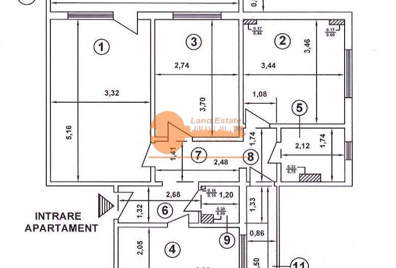 3 camere Rahova bloc reabilitat - Schiță 1