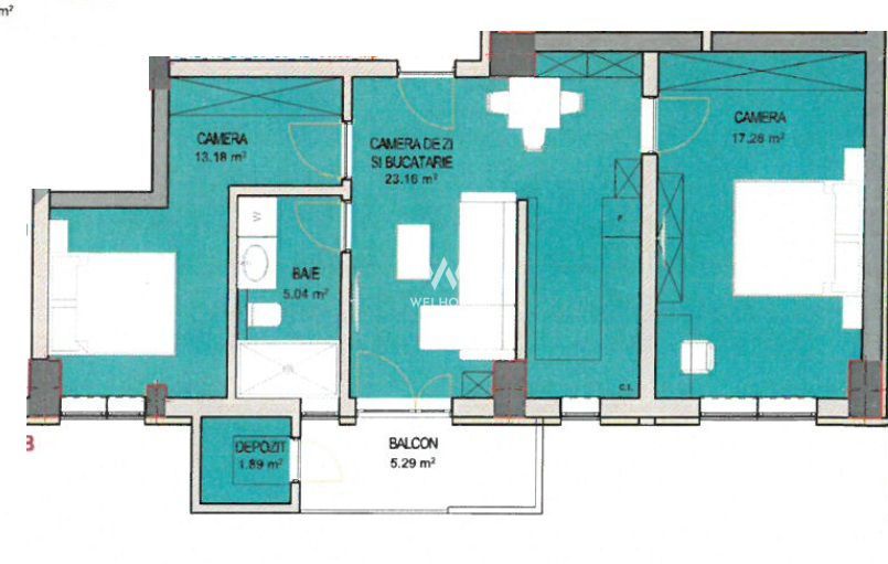 Apartament 3 camere - spatiu "La Cheie" - Schiță 3