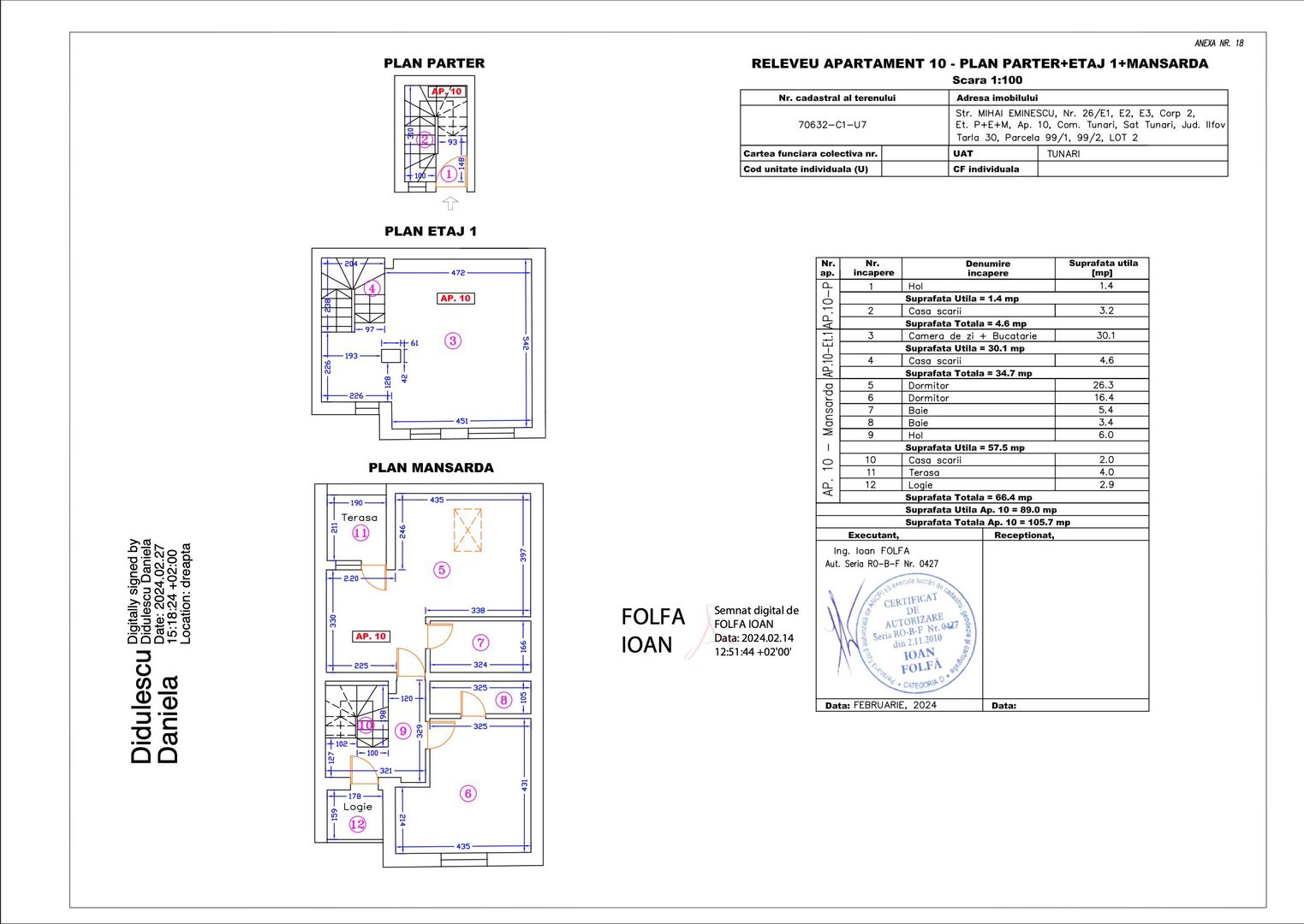 Apartament 10 – 4 camere – 105.7 mp – Parter + Etaj 1 + Mansardă - Poză 1