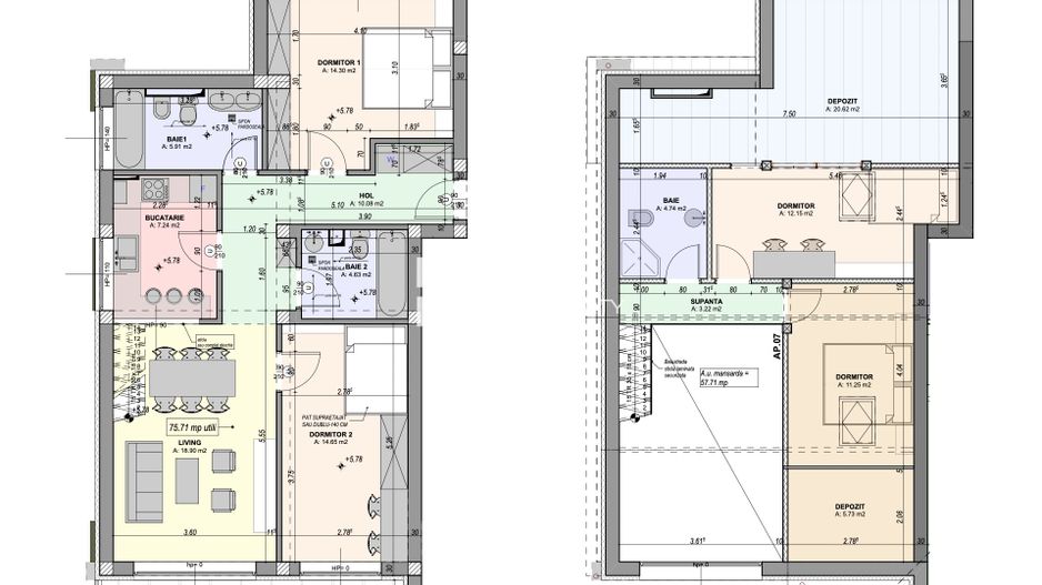 Penthouse 5 camere -  133 mp utili - predare la cheie, zona Aeroport Sibiu - Schiță 11
