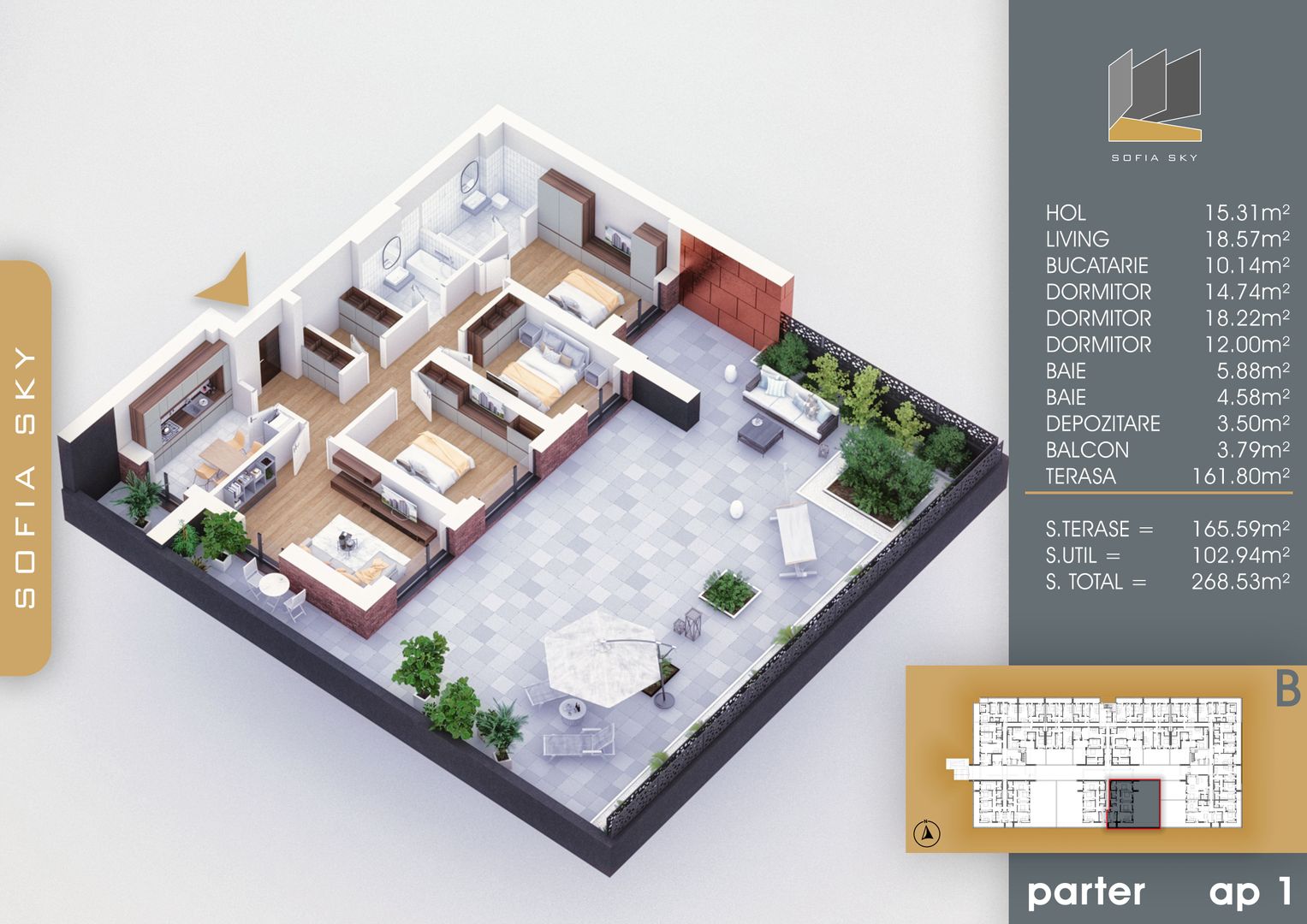 4 camere cu terasa de 165 mp Finalizare Rapida Pallady  7 min Metrou N. Teclu - Schiță 1