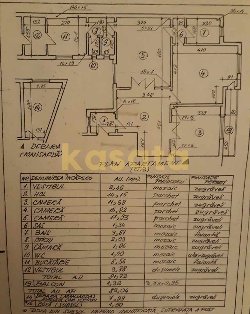 Apartament 4 camere ultracentral | Etaj 3/3 | Lift și renovare - Schiță 16