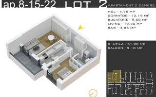 Apartament 2 camere Theodor Pallady, metrou Teclu - Comision 0% - Schiță 13