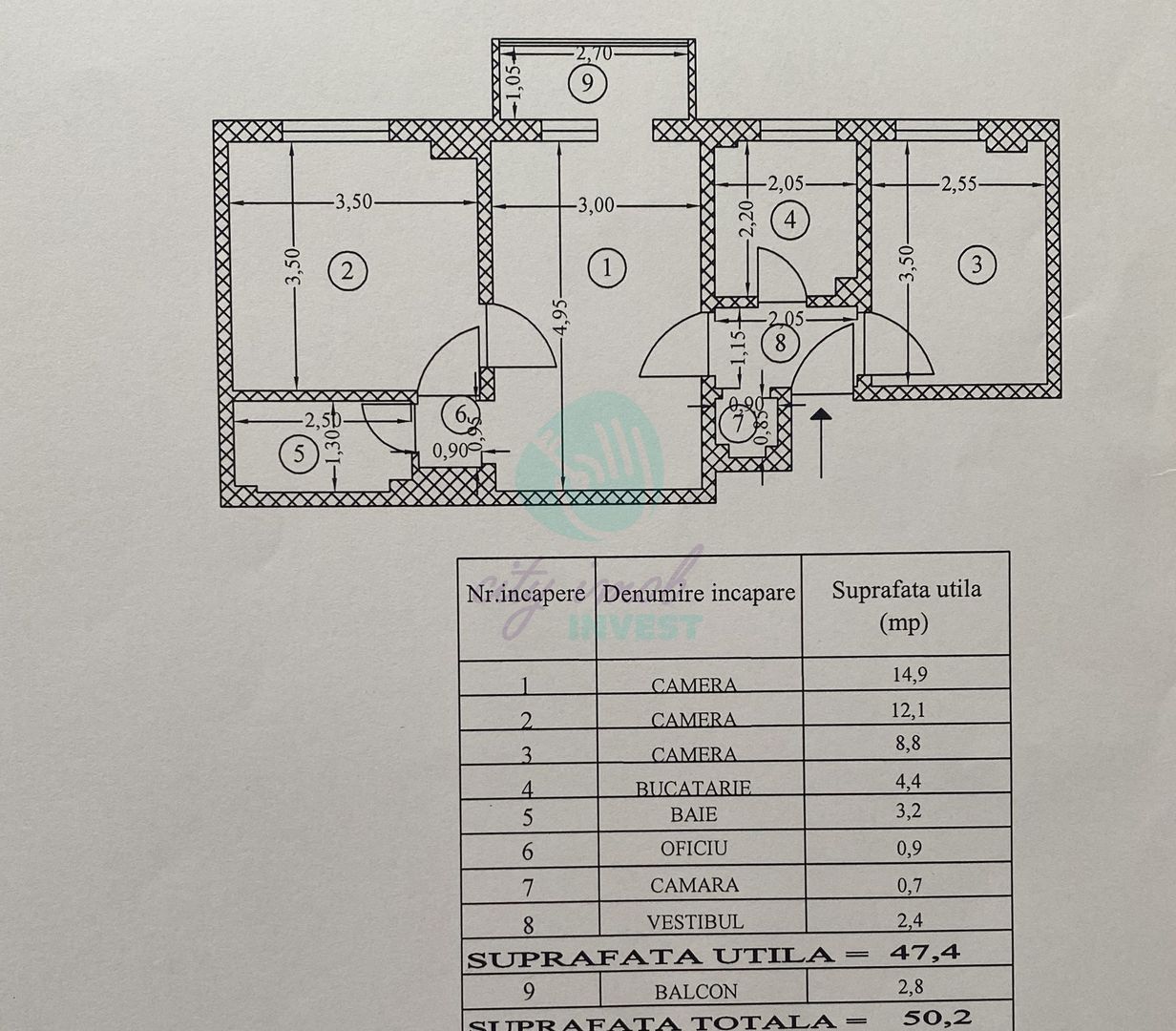 Apartament cu 3 camere complet mobilat si utilat - Poză 2