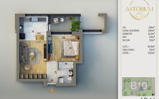 Ap 2 Camere Complex Premium,Piscina,Pista Atletism,Titan-Auchan - Schiță 5