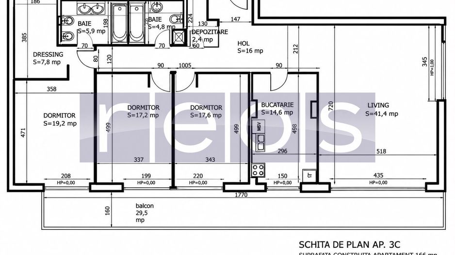 APARTAMENT PREMIUM 4 CAMERE | 166MP | TERASA 30MP | MOBILAT-UTILAT LUX - Schiță 15
