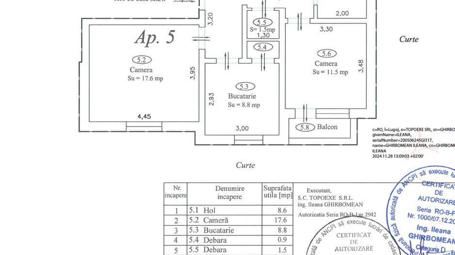 Apartament nr.5 cu 2 camere complet mobilat si utilat - Poză 2