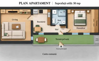 COMISION 0% | Apartament 2 camere de închiriat | Centrul Istoric, Str. Nicolae B - Schiță 17