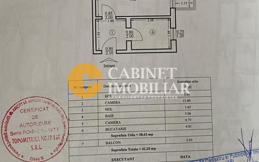 PACURARI - APARTAMENT CU 2 CAMERE - RENOVAT - MOBILAT/UTILAT - Schiță 7