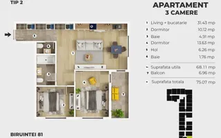 3 CAMERE 2 BAI | SIENA RESIDENCE | 5 MIN METROU BERCENI | - Poză 11