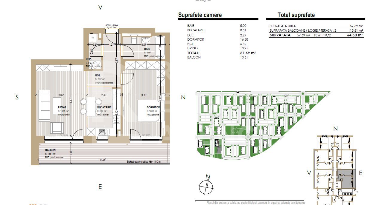 Apartment cu 2 camere de vânzare, Coresi Avantgarden - Schiță 9