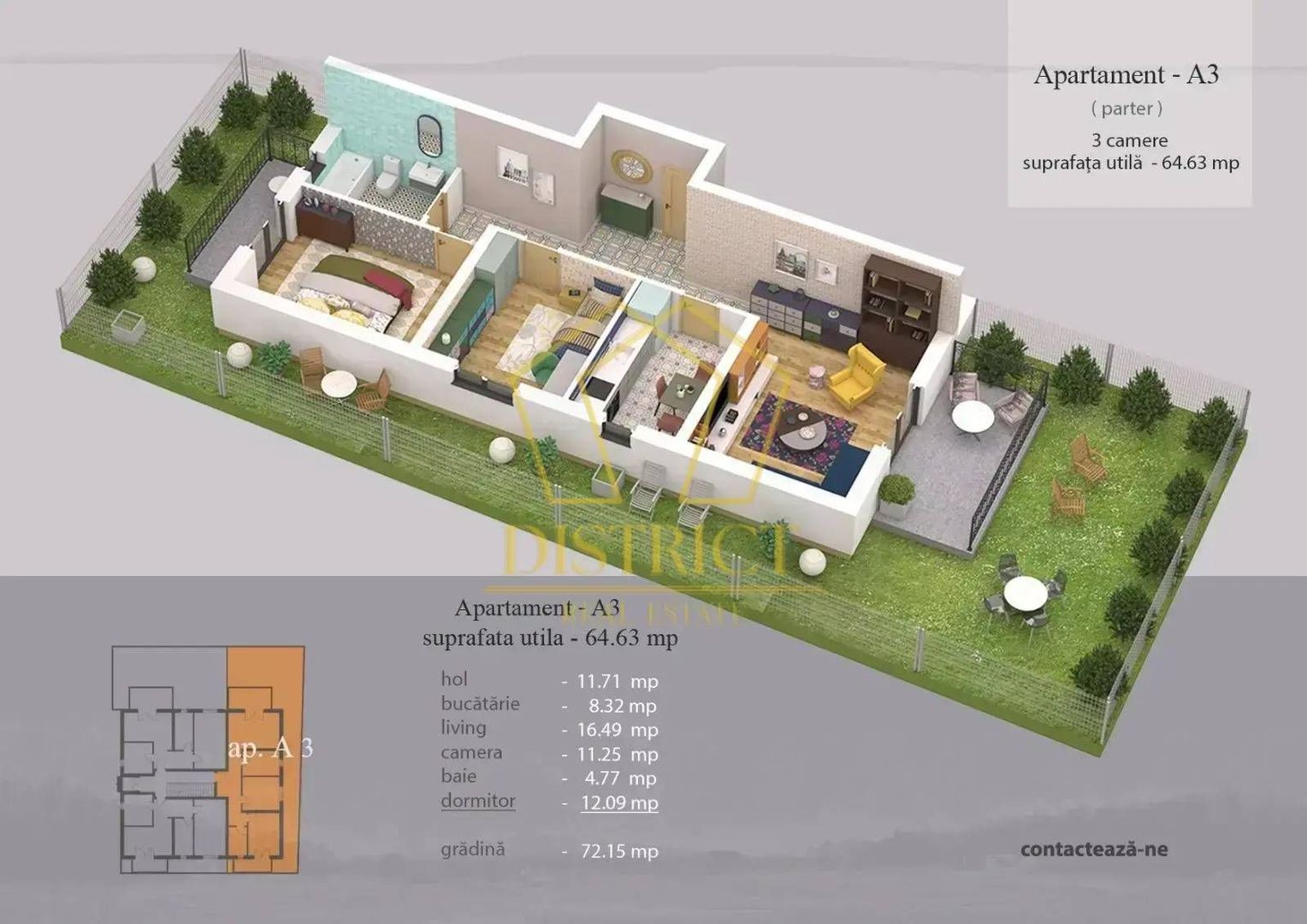 Apartament superb cu 3 camere si gradina de 73mpI Giroc - Poză 9