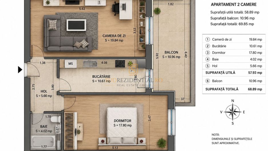 2 camere lux, 69 mp, loc de parcare, acces rapid metrou Berceni - Schiță 8