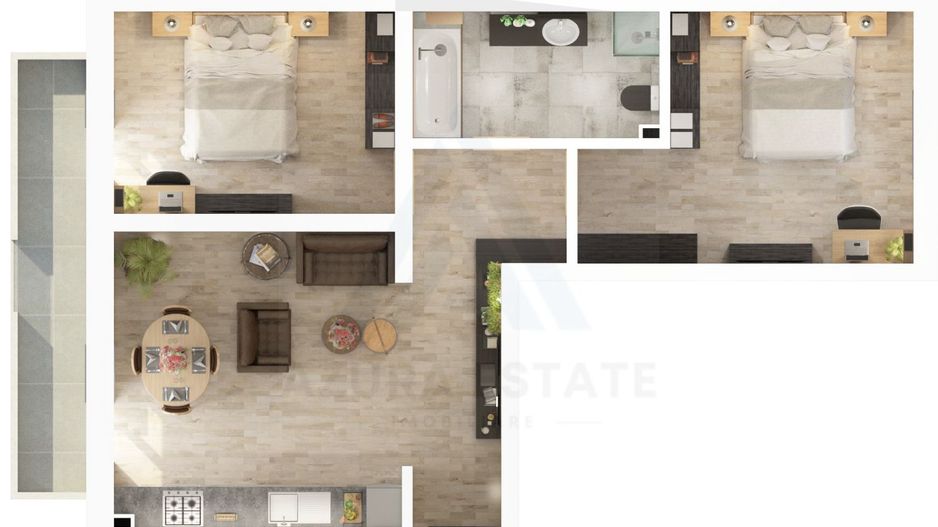 Apartament premium 61.2 mp utili 3 camere balcon 7.8 mp pe Dna Stanca - Poză 9