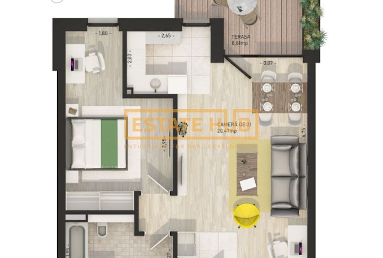 Apartament cu 2 camere și terasă de 8 mp | The Nest - Poză 17