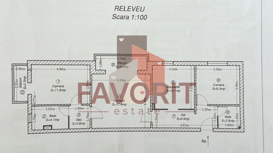 3 camere | etaj 1 | centrala proprie | mobilat si utilat | 2 bai | 2 balcoane | - Poză 11