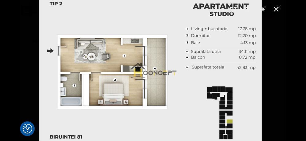 Studio in ansamblul 81 Residence, la 7 minute de statia de metrou Berceni - Poză 2