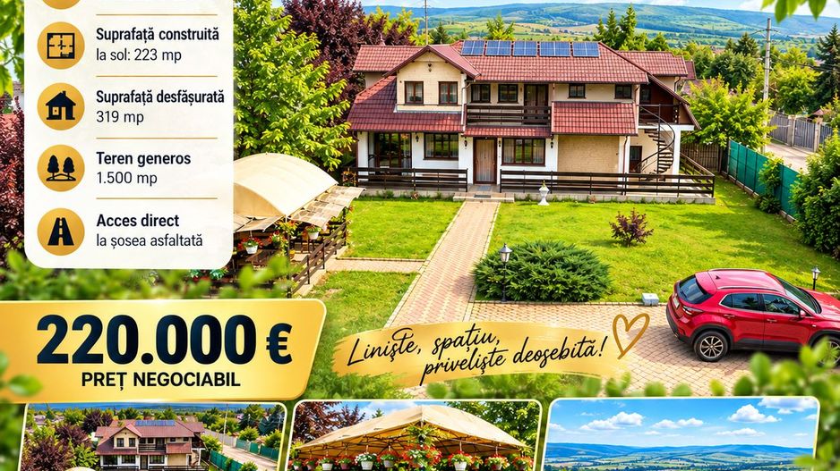 Casă spațioasă cu teren generos de 1.500 mp, zona CIUSMEAUA MOLDOVENCEI; - Poză 1