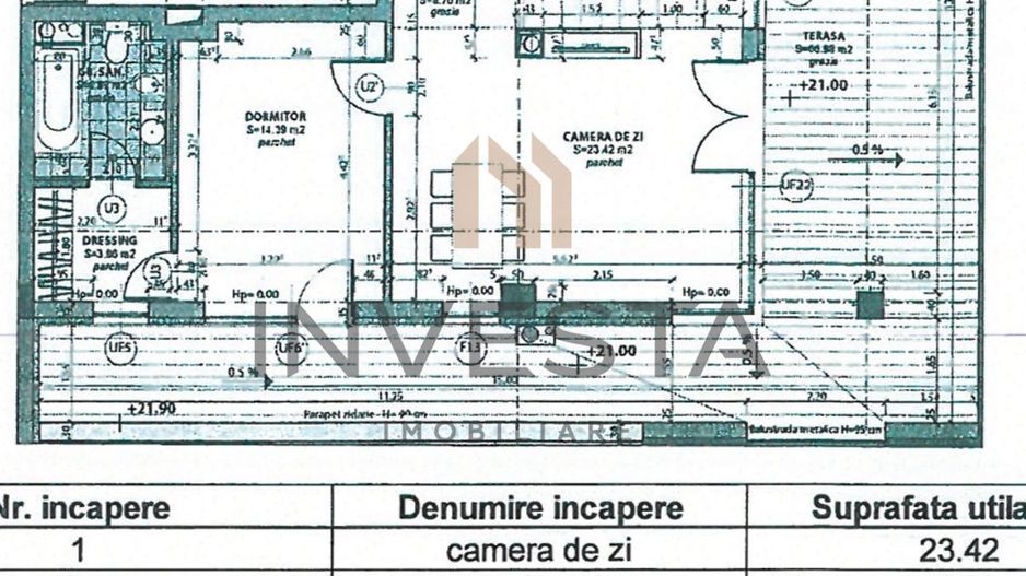 Apartament 3 camere,  confort sporit cu terasa de 66.88 mp! - Schiță 16