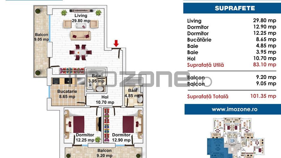 Drumul Taberei, 3 camere, 2 bai, 101mp utili,bucatarie inchisa, centrala proprie - Poză 1