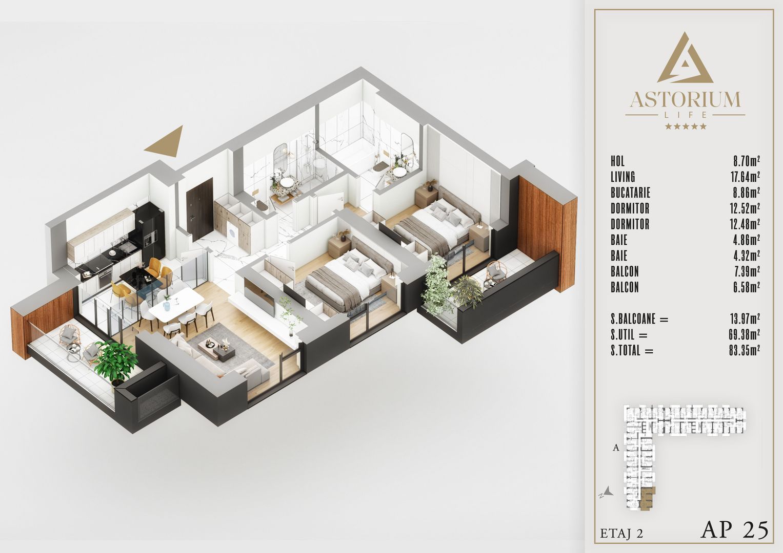 Titan Pallady Ap. 3 Camere Astorium exclusiv în blocul A, predare 2025 - Poză 3