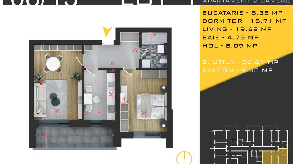 2 camere  Titan Pallady  Metrou Nicolae Teclu - Schiță 11