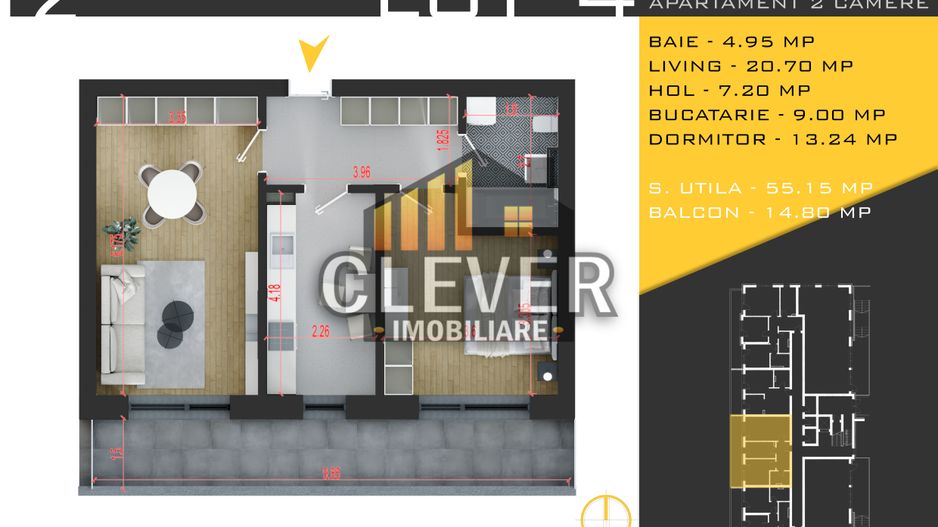 Apartament 2 camere-Metrou Teclu-Theodor Pallady-Sector 3 - Poză 2