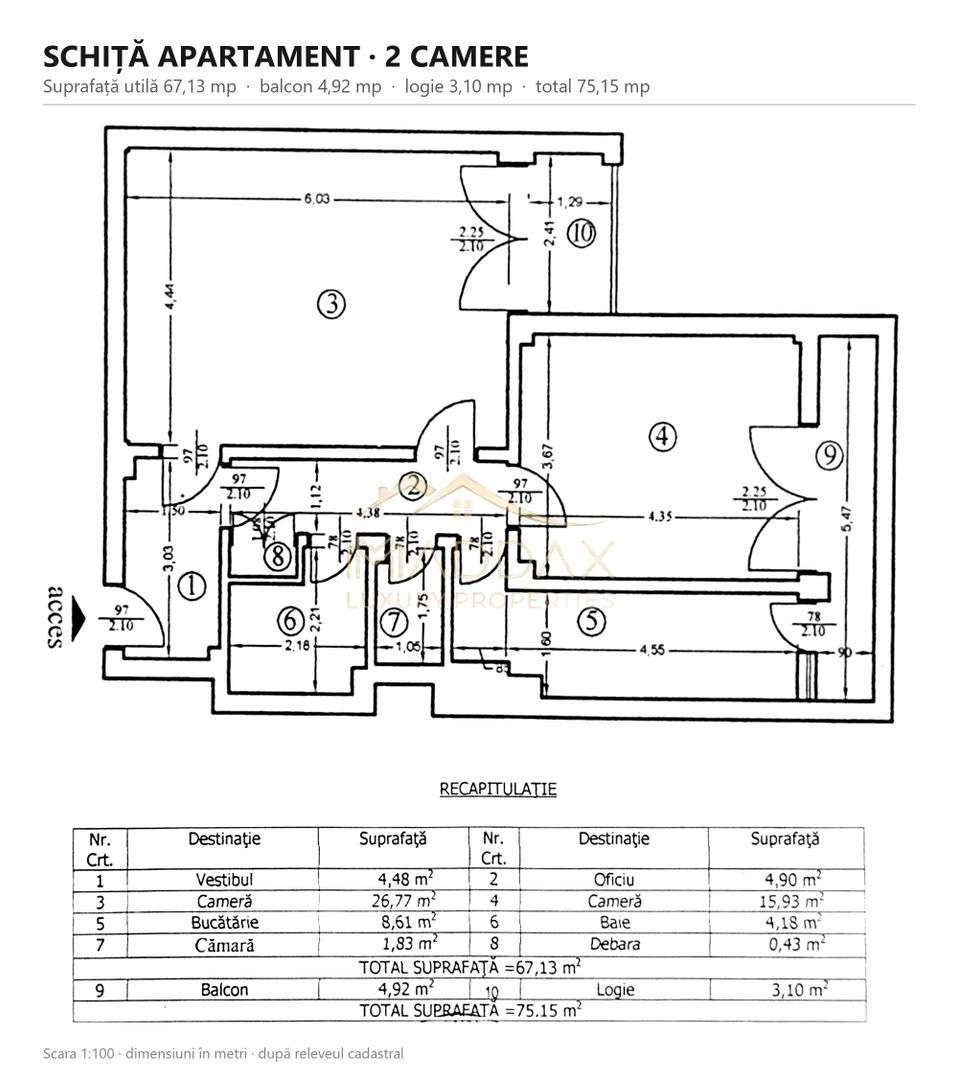 Apartament cu 2 camere *75mp* // Ștefan cel Mare - Dinamo - Schiță 29