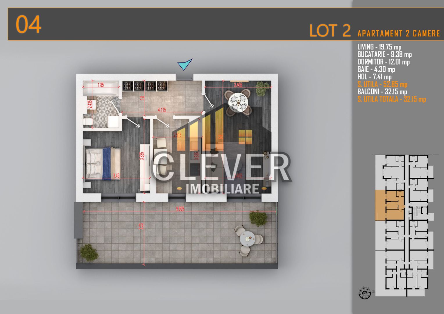 Apartament 2 Camere cu terasa de 32 mp și Comision 0%, Pallady - Poză 1