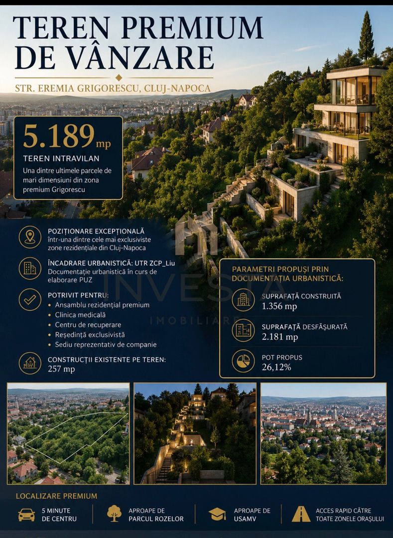 Teren Unic 5.189 mp | Strada Eremia Grigorescu! - Poză 1