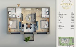 Ap 3 camere , complex premium/ smart home/Piscina,Titan-Auchan - Schiță 5