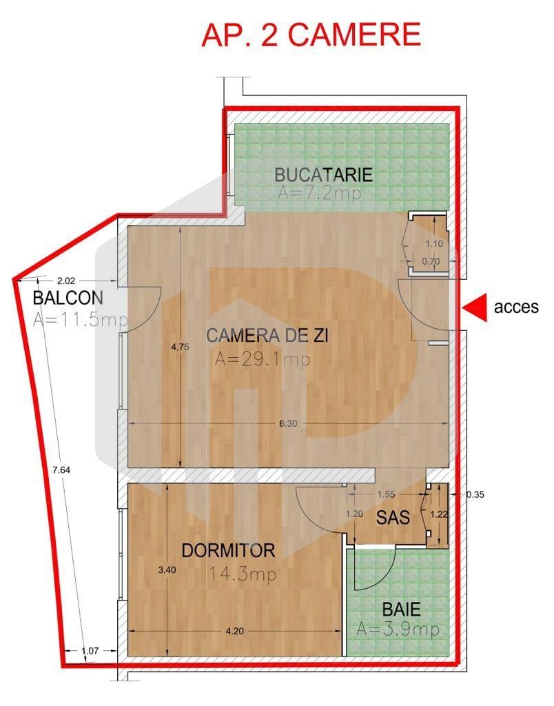 Apartament 2 Camere | 60mpu | Bloc Y  Etaj intermediar | Rahovei - Poză 4